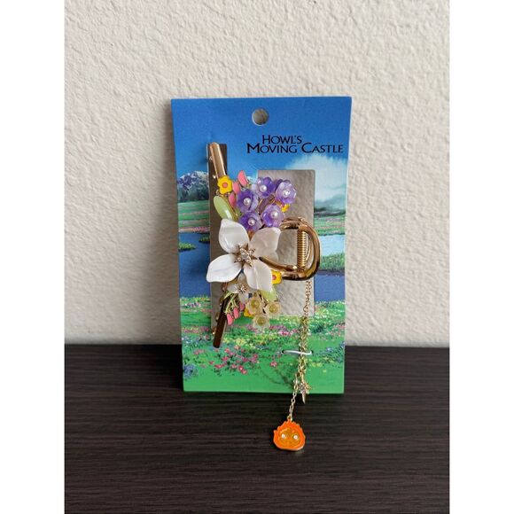 Studio Ghibli Howl\'s Moving Castle Floral Calcifer Claw Hair Clip with Charm main image 3